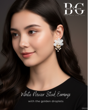 Gold Plated White Flower Studs
