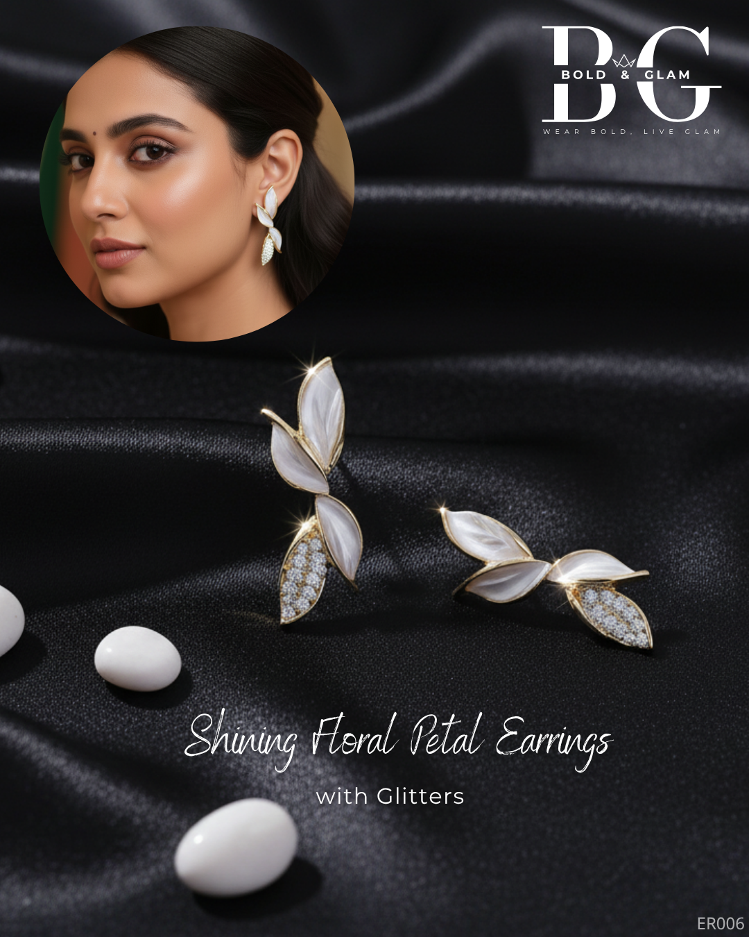 Shining Floral Petal Earrings - Image 2