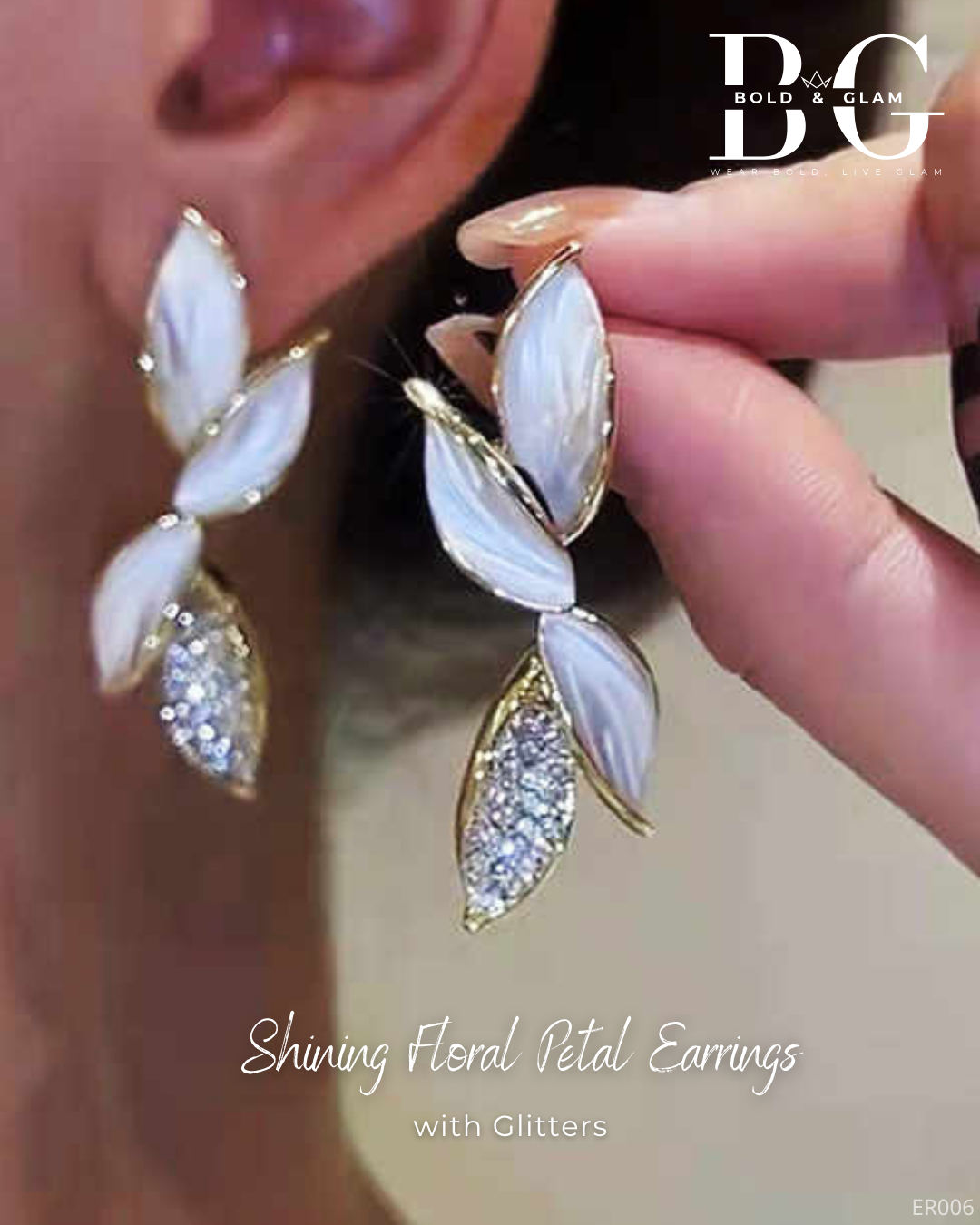 Shining Floral Petal Earrings - Image 3