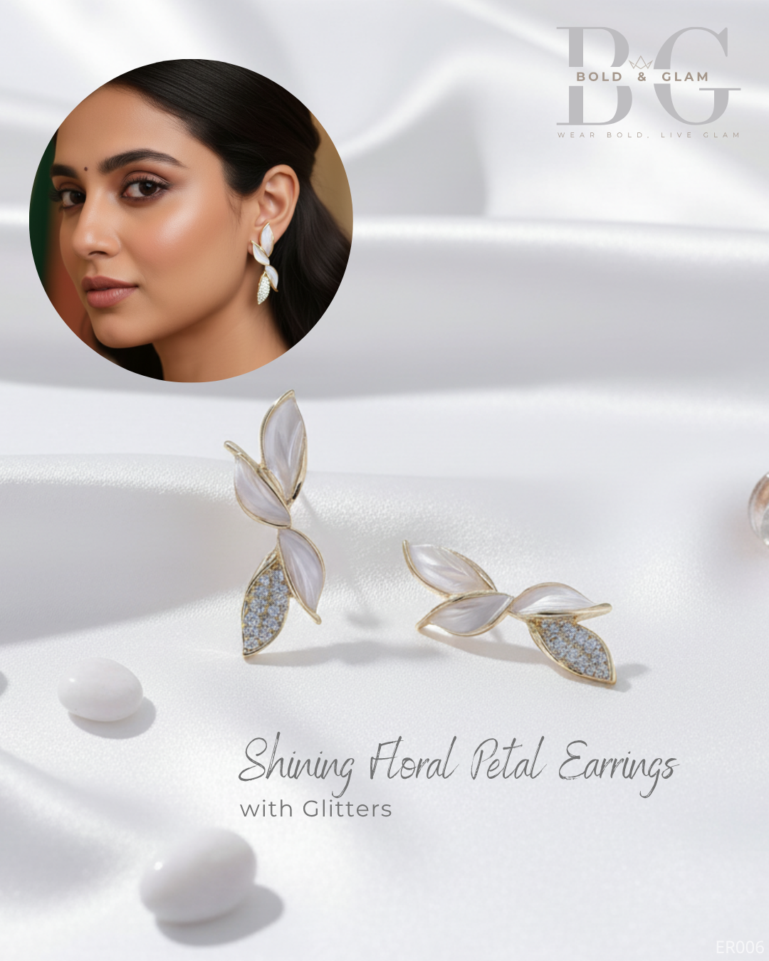 Shining Floral Petal Earrings - Image 4