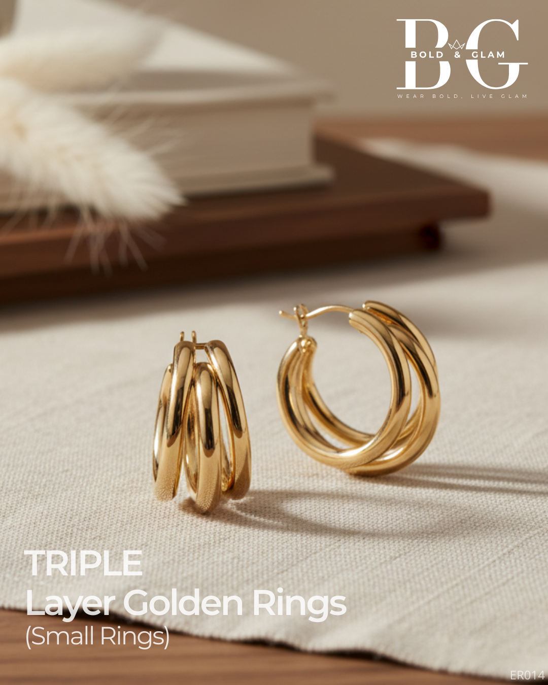 Triple Layer Golden Small Ring Hoops - Image 2