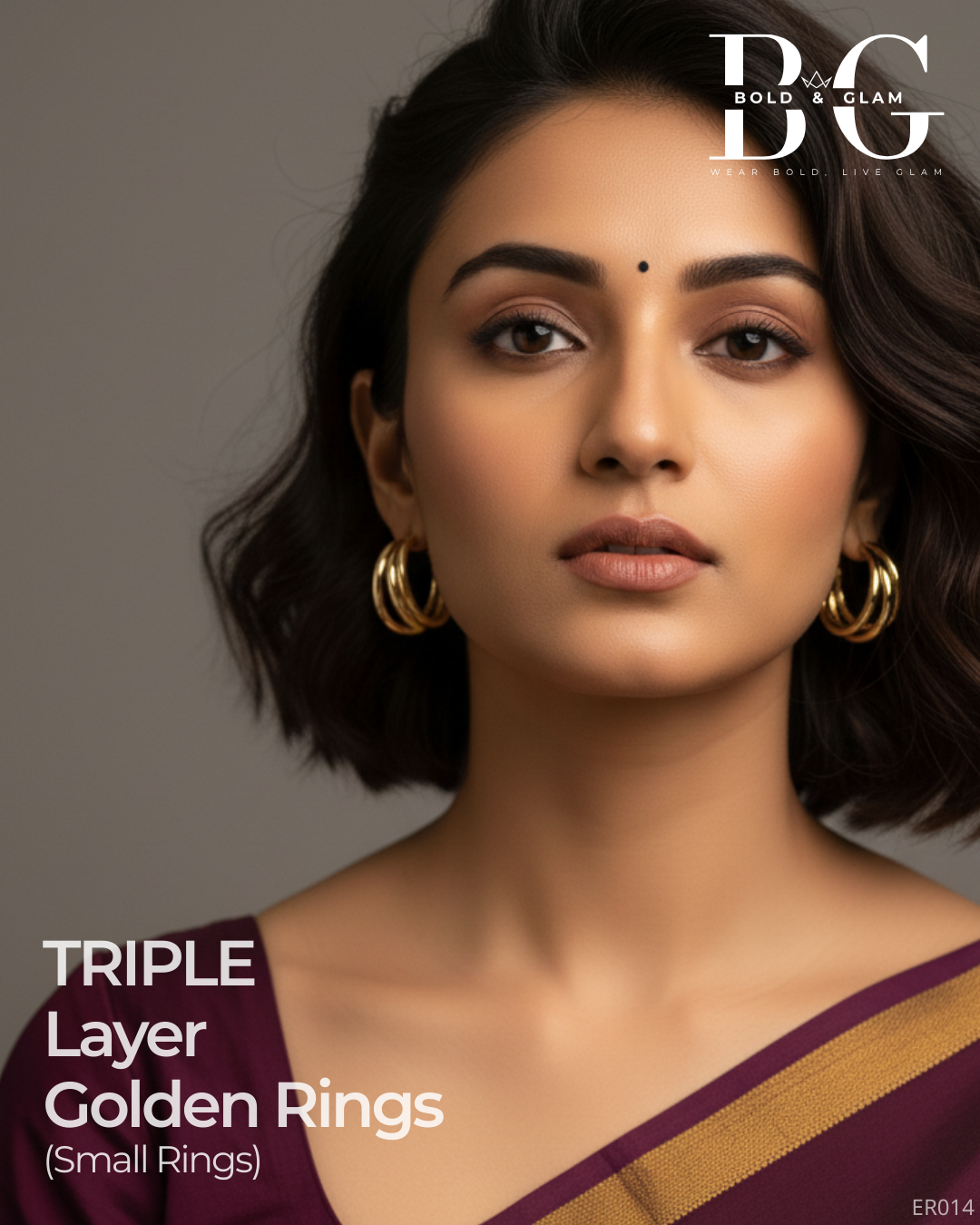 Triple Layer Golden Small Ring Hoops - Image 3