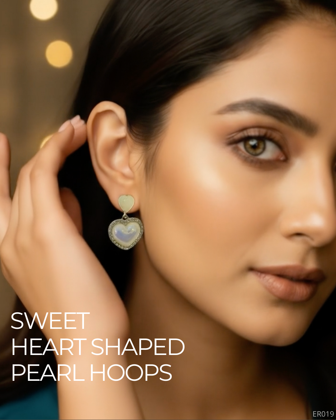 Sweet-Heart Shaped Pearl Hoops - Image 3