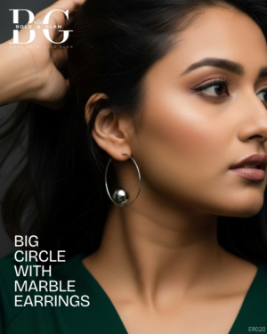 Big Circle with Marble Earrings