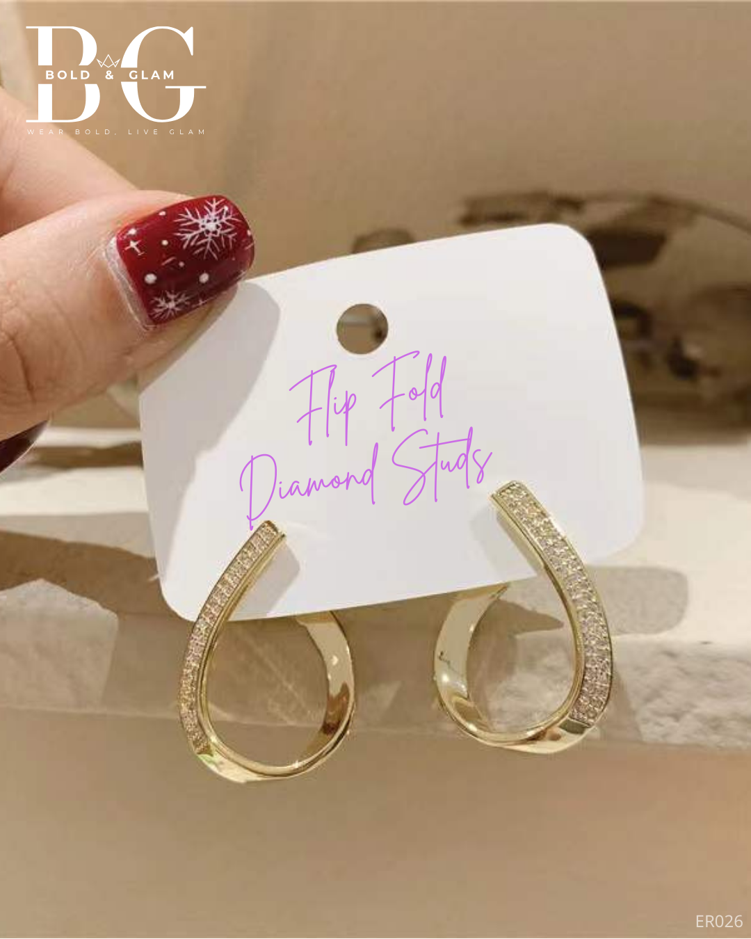 Flip Fold Diamond Studs - Image 2