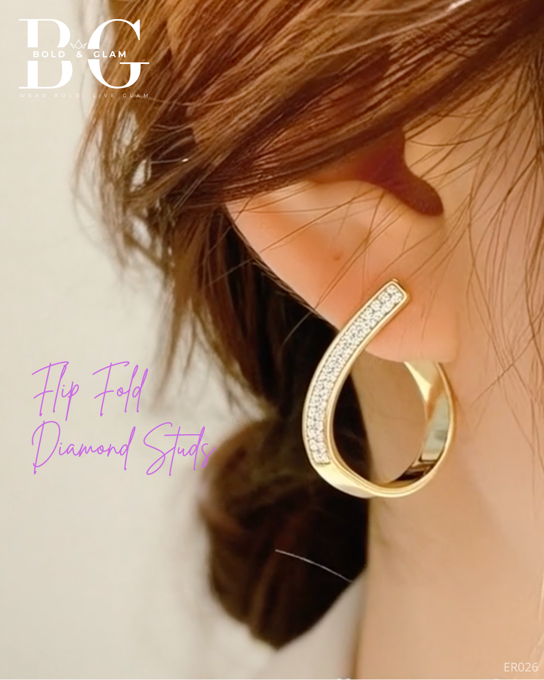 Flip Fold Diamond Studs - Image 4