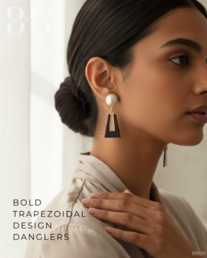 Bold Trapezoidal Design Danglers - BLACK