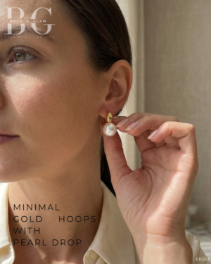 Minimal Gold Hoops with Pearl Drop