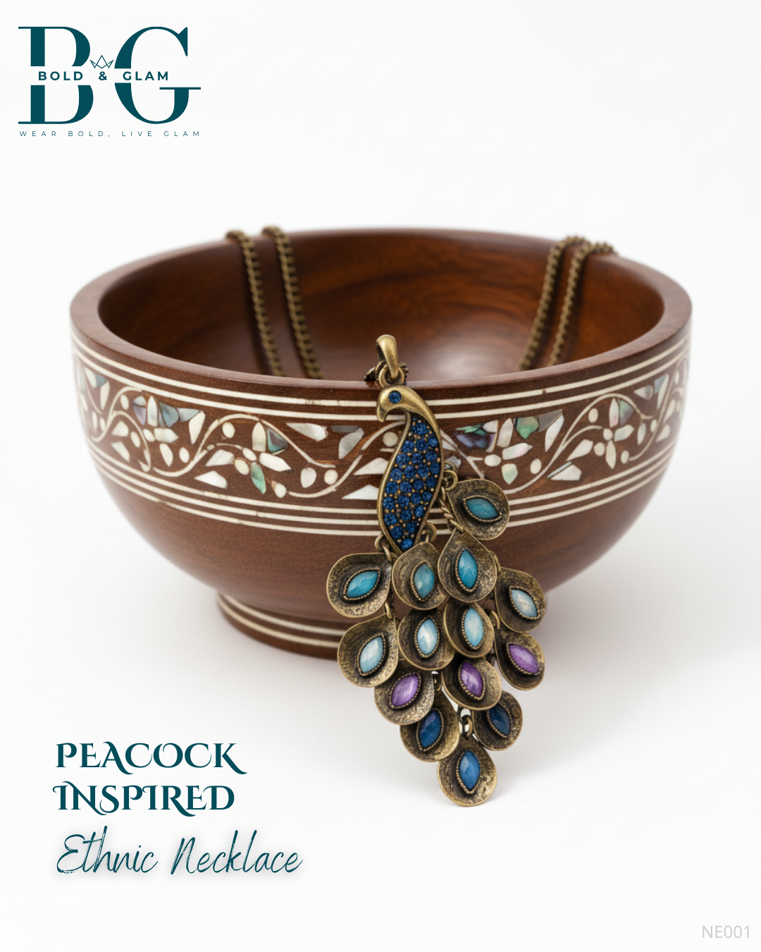 Peacock Inspired Ethnic Necklace - Image 2
