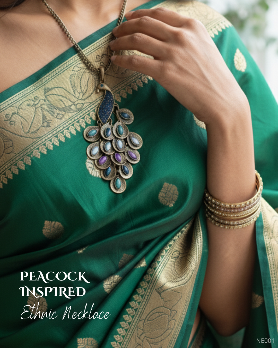 Peacock Inspired Ethnic Necklace - Image 3