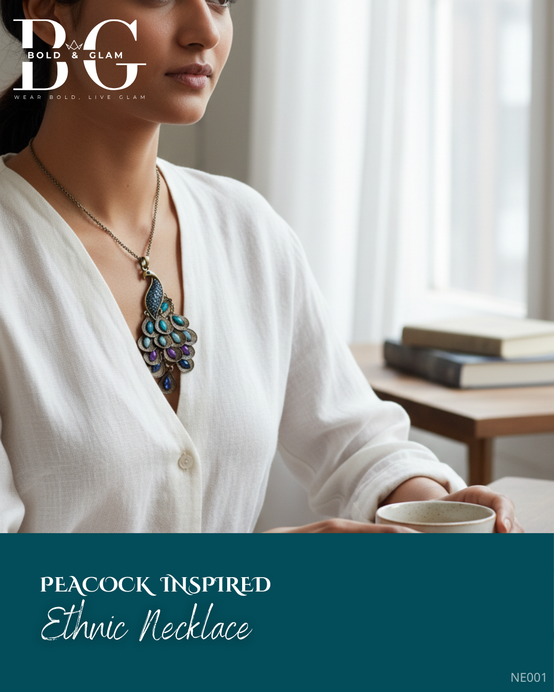 Peacock Inspired Ethnic Necklace - Image 4