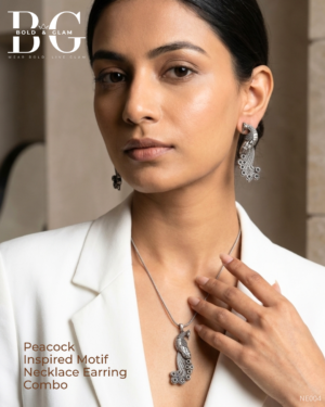 Peacock Inspired Motif Necklace Earring Combo